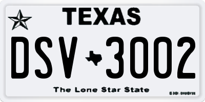 TX license plate DSV3002