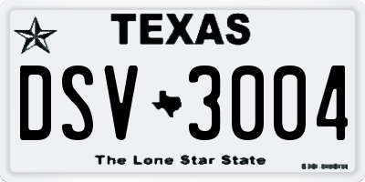 TX license plate DSV3004