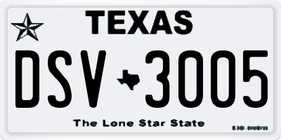 TX license plate DSV3005