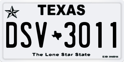 TX license plate DSV3011