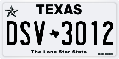TX license plate DSV3012