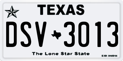 TX license plate DSV3013