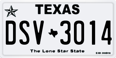 TX license plate DSV3014