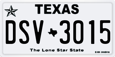 TX license plate DSV3015