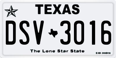 TX license plate DSV3016