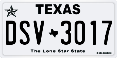 TX license plate DSV3017
