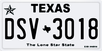 TX license plate DSV3018