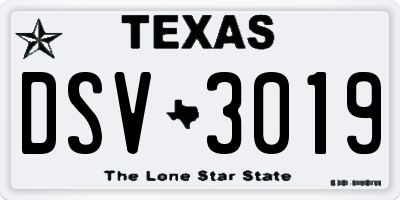 TX license plate DSV3019