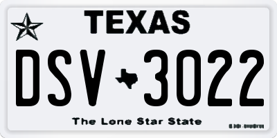 TX license plate DSV3022