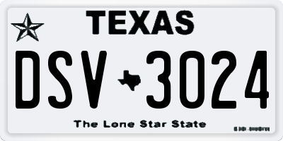 TX license plate DSV3024