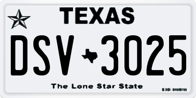 TX license plate DSV3025