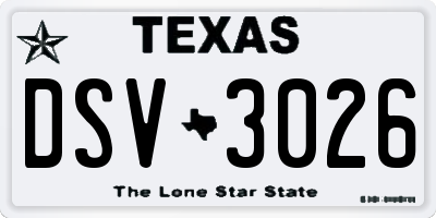 TX license plate DSV3026