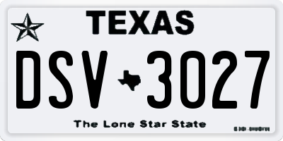 TX license plate DSV3027