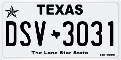 TX license plate DSV3031