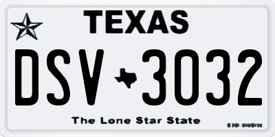 TX license plate DSV3032