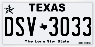 TX license plate DSV3033