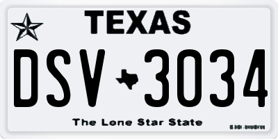 TX license plate DSV3034