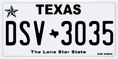 TX license plate DSV3035