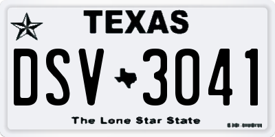 TX license plate DSV3041