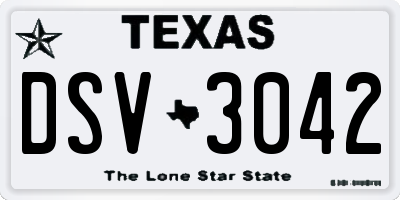 TX license plate DSV3042
