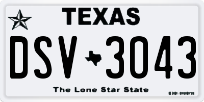 TX license plate DSV3043