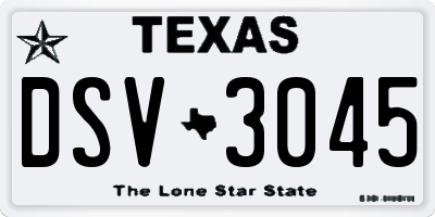 TX license plate DSV3045