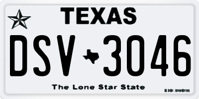 TX license plate DSV3046