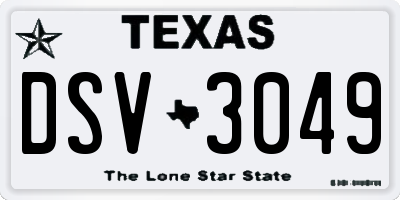 TX license plate DSV3049
