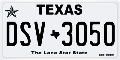 TX license plate DSV3050