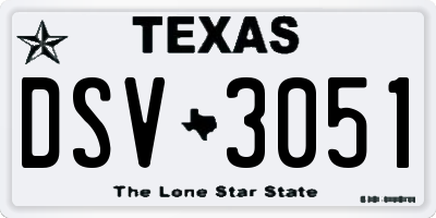TX license plate DSV3051