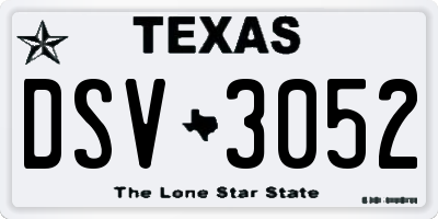 TX license plate DSV3052