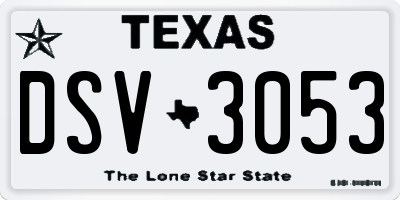 TX license plate DSV3053