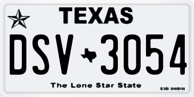 TX license plate DSV3054