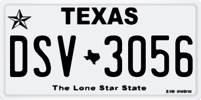 TX license plate DSV3056