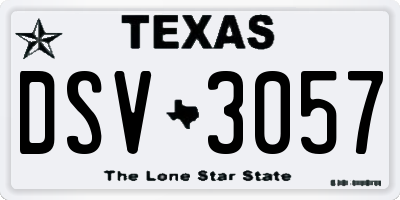 TX license plate DSV3057