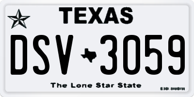 TX license plate DSV3059