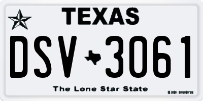 TX license plate DSV3061