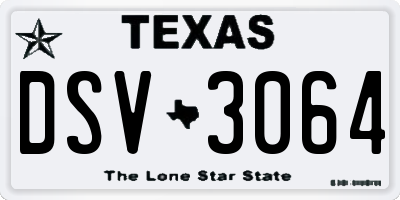 TX license plate DSV3064