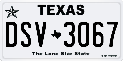 TX license plate DSV3067