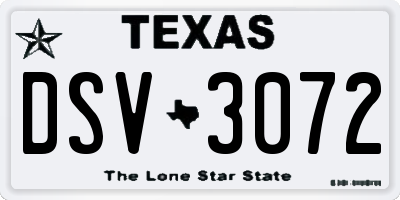 TX license plate DSV3072