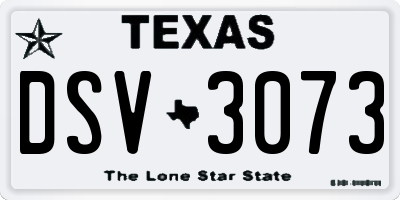 TX license plate DSV3073