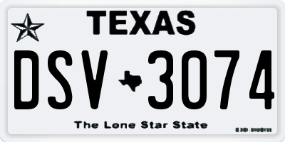 TX license plate DSV3074