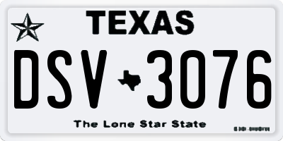 TX license plate DSV3076
