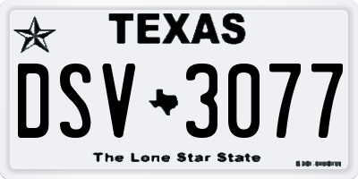 TX license plate DSV3077