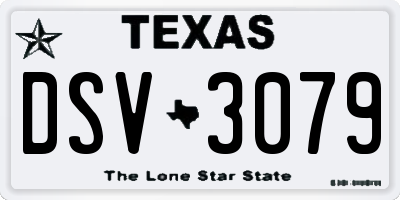 TX license plate DSV3079