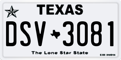 TX license plate DSV3081