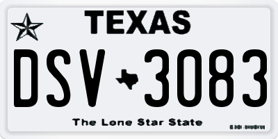 TX license plate DSV3083