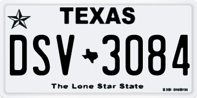 TX license plate DSV3084