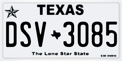 TX license plate DSV3085