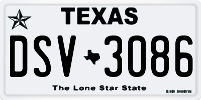 TX license plate DSV3086
